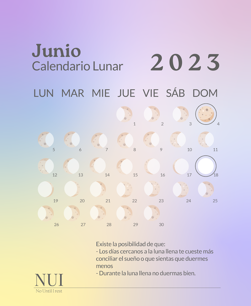 Calendario Lunar Junio 2023 NÜI