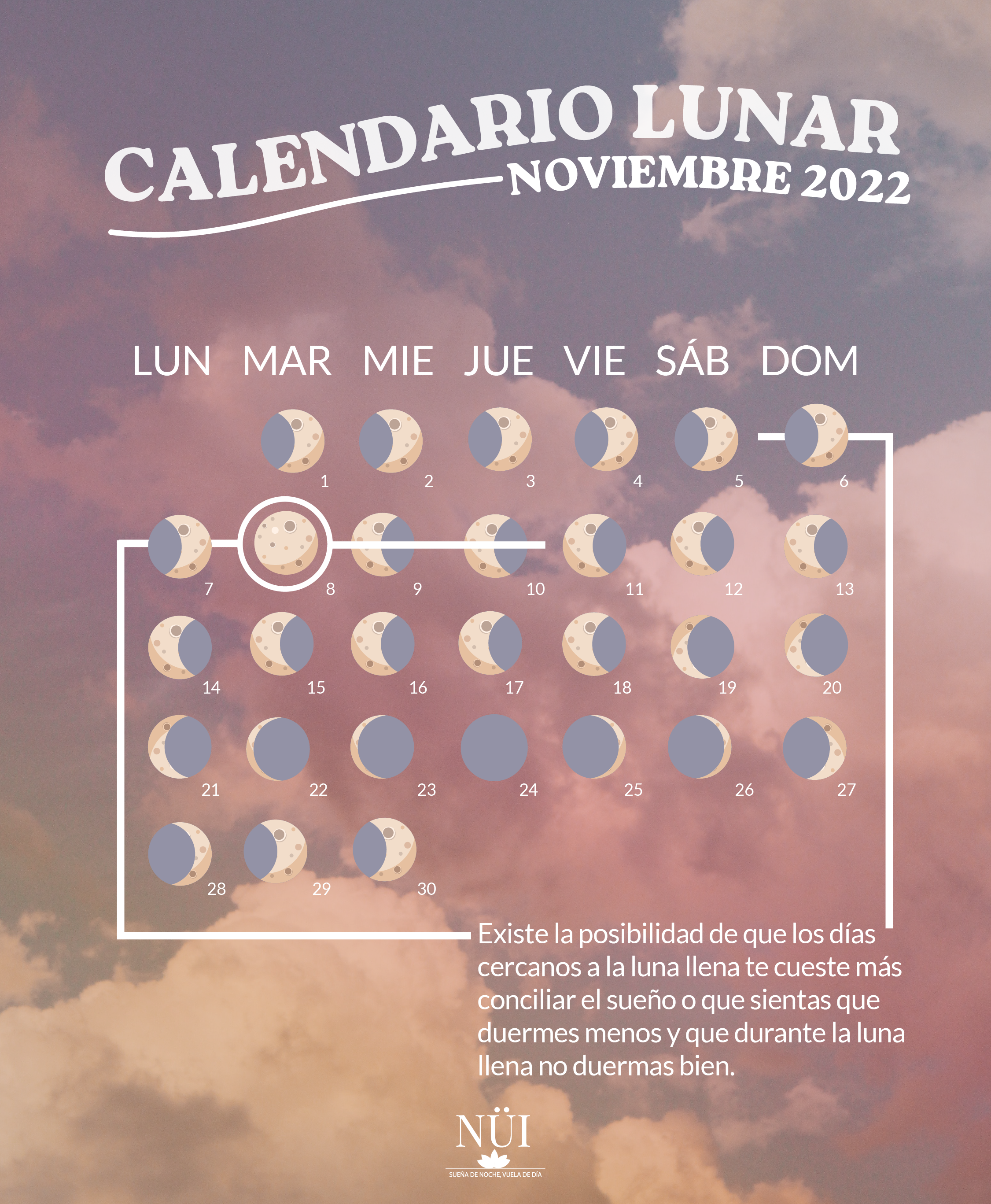 Calendario Lunar Noviembre 2022
