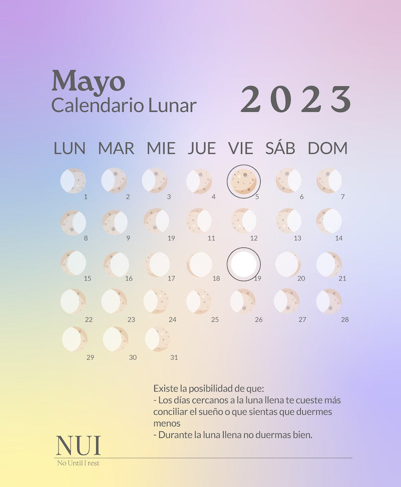 Calendario Lunar Mayo 2023